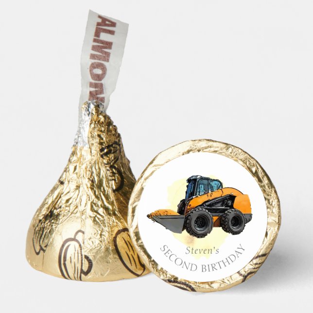Second Birthday Boy Skid Steer Construction Yellow Hershey®'s Kisses® (Front)