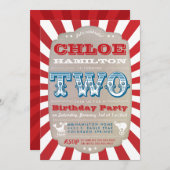 Second Birthday Circus Carnival Party Invitation (Front/Back)