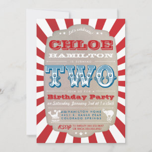 Second Birthday Circus Carnival Party Invitation