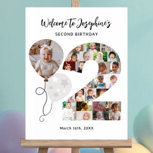 Second birthday custom photo collage girl foam board