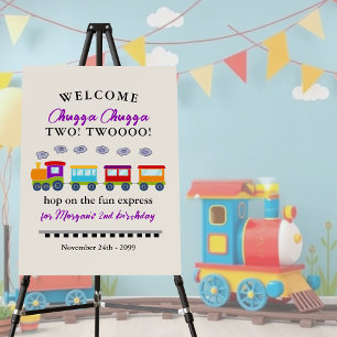 Second Birthday Cute Colorful Train  Foam Board