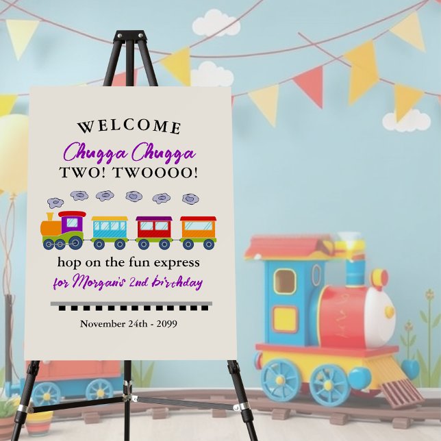 Second Birthday Cute Colorful Train  Foam Board (Creator Uploaded)