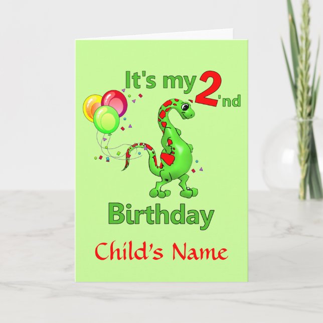 Second Birthday Dinosaur Card (Front)
