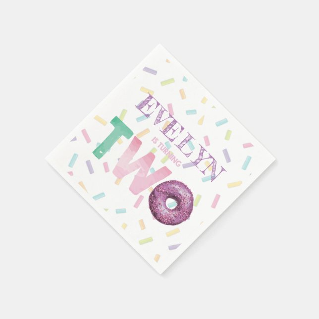 Second Birthday Doughnut Party Personalized Napkins (Corner)