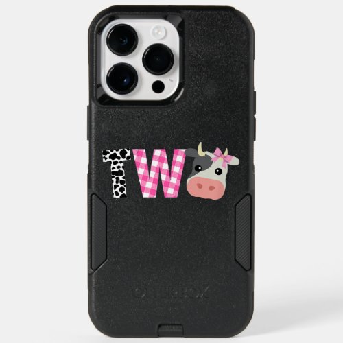 Second Birthday Girl Cow Farm 2nd Birthday Cow 2  OtterBox iPhone 14 Pro Max Case