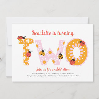 Second Birthday Invite, Colorful Flowers Birthday Invitation