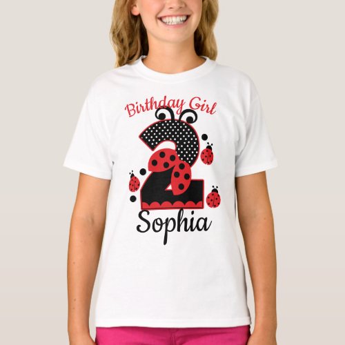 Second Birthday ladybug 2  custom designs T_Shirt