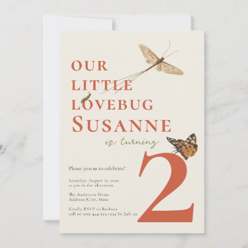 Second Birthday Little Love Bug Baby Invitation