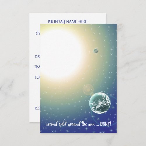 Second Birthday Orbit Around the Sun Invitation