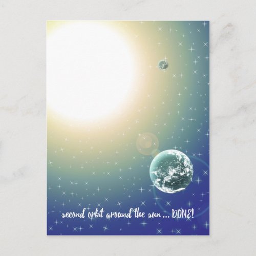 Second Birthday Orbit Around the Sun Postcard