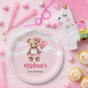 Second Birthday Paper Plates Bear Theme