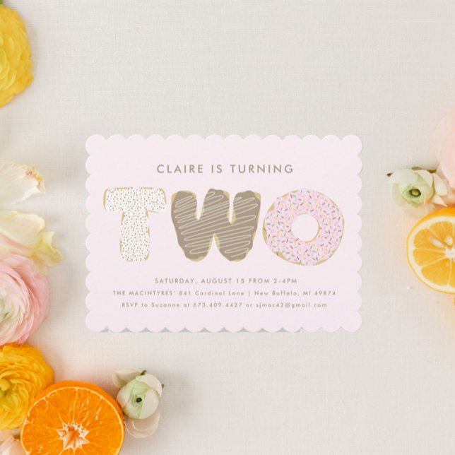 Second Birthday Party Donut Theme Invitations (second birthday party invitation)