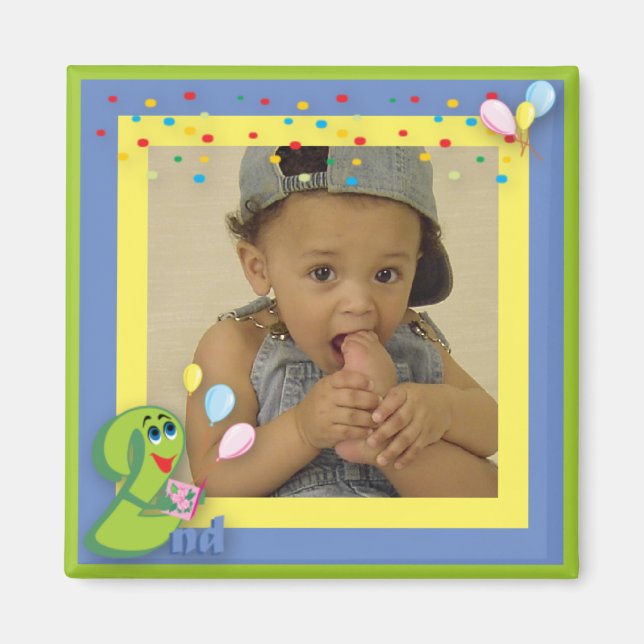 Second Birthday Photo Frame Magnet (Front)