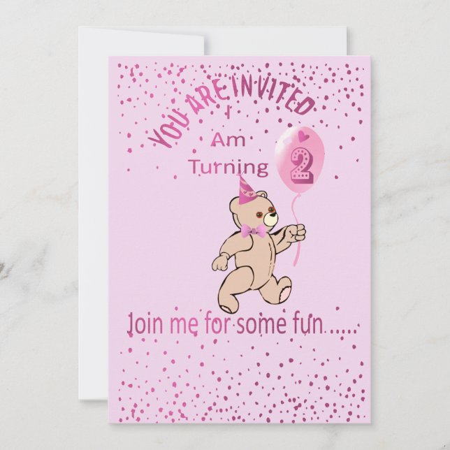 Second Birthday Pink Invitation (Front)
