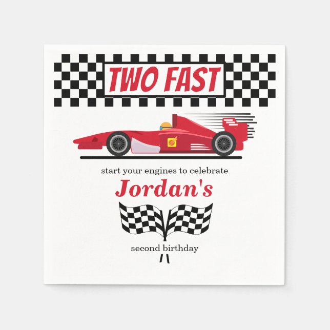 Second Birthday Red Race Car Two Fast Napkins (Front)