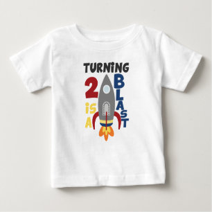 Second Birthday Rocket Shirt, Turning 2 Is A Blast Baby T-Shirt