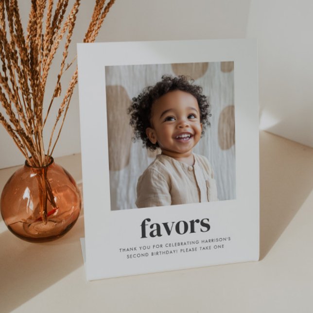 Second Birthday - Square Photo Favors Sign (Zazzle Second Birthday - Square Photo Favors Sign)