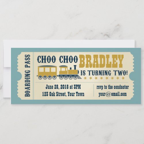 Second Birthday Train Ticket Invitation Invitations