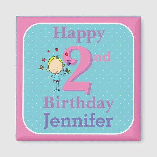 Second Birthday Two Year Old Girl Magnet