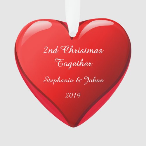 Second Christmas Together Cute Heart 2019 Red Ornament