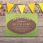 Second Down Football Birthday Party Invitation<br><div class="desc">Customize the text for your child's birthday or other football themed event. Original illustration by Becky Nimoy. Background color on front and back are editable.</div>