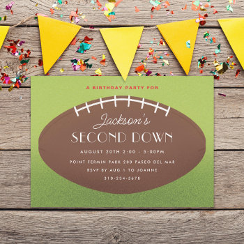 Second Down Football Birthday Party Invitation by beckynimoy at Zazzle