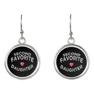 Second favorite daughter sibling rivalry joke sis earrings