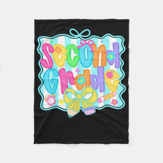 Second Grade Back To School 2nd Grade Coquette Tea Fleece Blanket