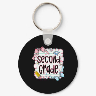 Second Grade Back To School For Girls Pink Noteboo Keychain