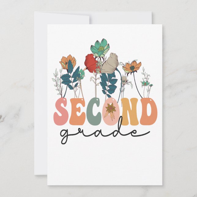 Second Grade Floral Back to School Teacher Gift Invitation (Front)