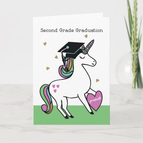 Second Grade Graduation Congratulations Unicorn Card