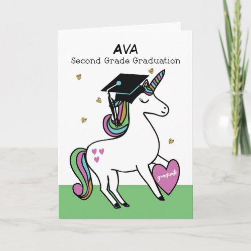 Second Grade Graduation Congratulations Unicorn Card