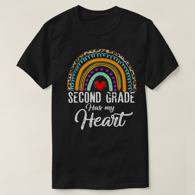 Second Grade Has My Heart Teachers Valentines Day  T-Shirt (Design Front)