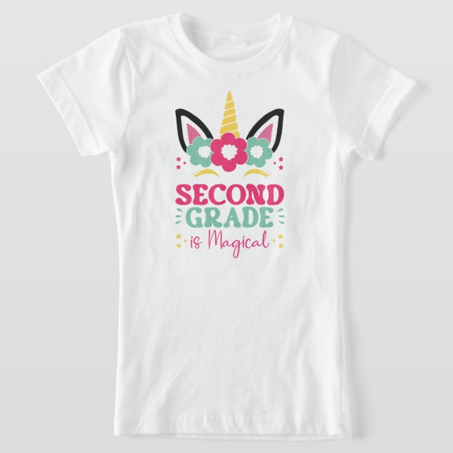 second grade is magical back to school unicorn T-Shirt (Laydown)