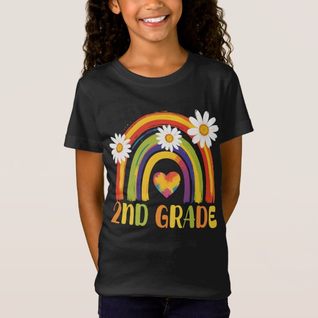 Second Grade Rainbow Back to School 2nd Grade T-Shirt (Front)
