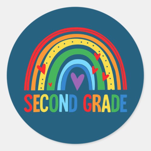 Second Grade Rainbow Back To School Team 2nd Classic Round Sticker