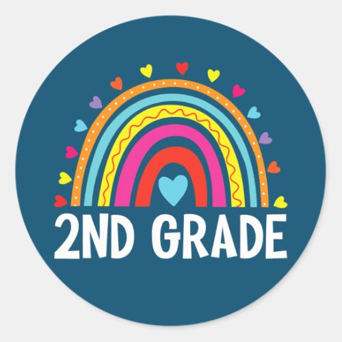 Second Grade Rainbow Back To School Team 2nd Classic Round Sticker