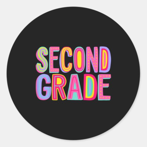 Second Grade Rainbow Vibes Back To School 2nd Grad Classic Round Sticker