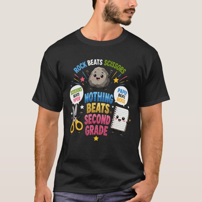 Second Grade Rock Paper Scissors Classroom Learn A T-Shirt (Front)