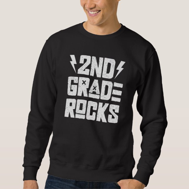 Second Grade Rocks 2nd Grade Back to school Teache Sweatshirt (Front)