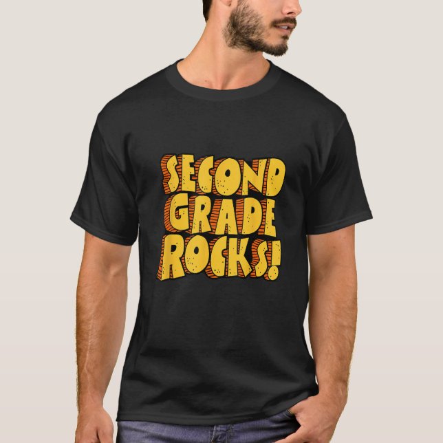 Second Grade Rocks 2nd Grade Teacher student back  T-Shirt (Front)