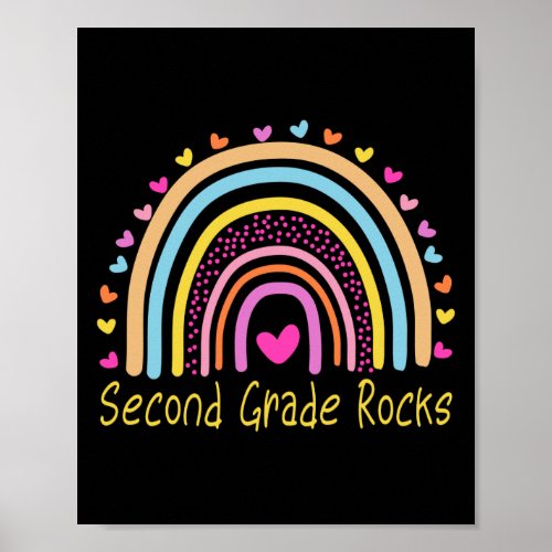 Second Grade Rocks Teacher Rainbow Poster