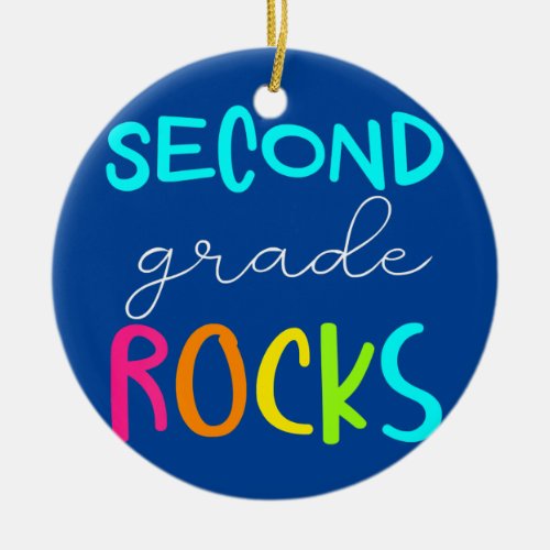 Second Grade Rocks Team 2nd Grade Teacher  Ceramic Ornament