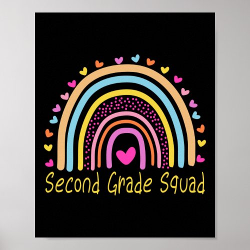 Second Grade Squad Teacher Rainbow Poster