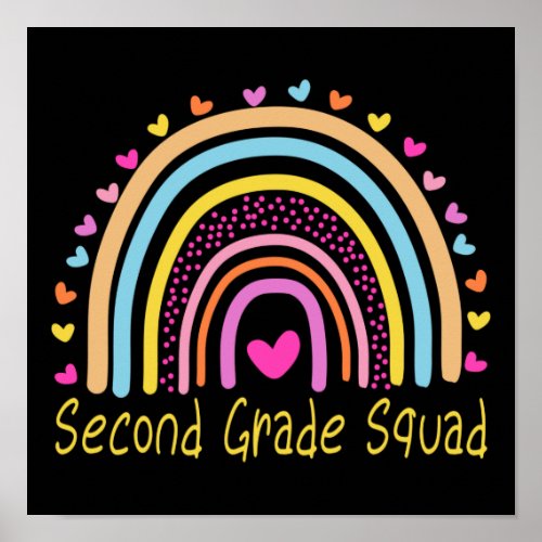 Second Grade Squad Teacher Rainbow Poster