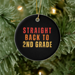 Second Grade Teacher Back to School retro vintage Ceramic Ornament