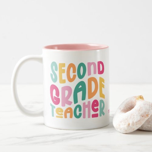 Second Grade Teacher Colorful Retro Text Custom Two_Tone Coffee Mug