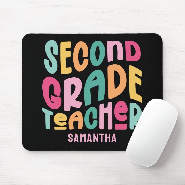 Second Grade Teacher Colorful Text Custom Mouse Pad (With Mouse)