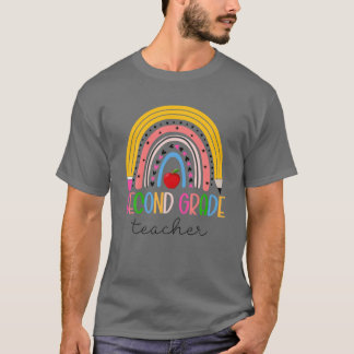 Second Grade Teacher Crayon Rainbow 2Nd Grade Back T-Shirt