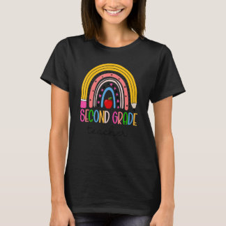 Second Grade Teacher Crayon Rainbow 2nd Grade Back T-Shirt
